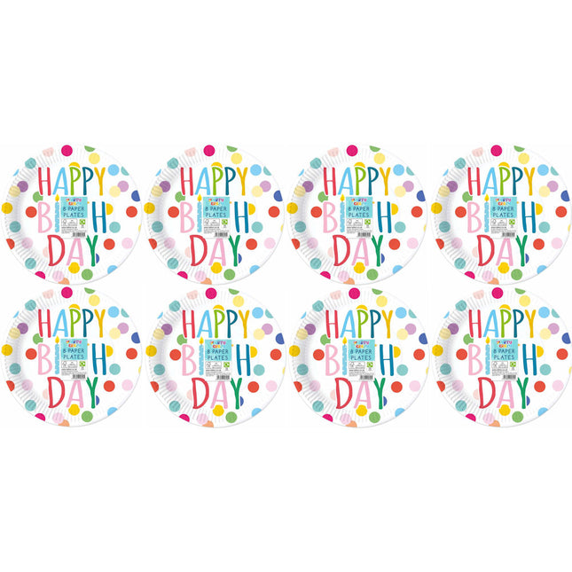 8 Happy Birthday Design 9" Paper Plates