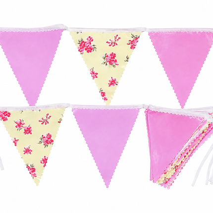10m Pink & Yellow Vintage Floral Triangle Bunting