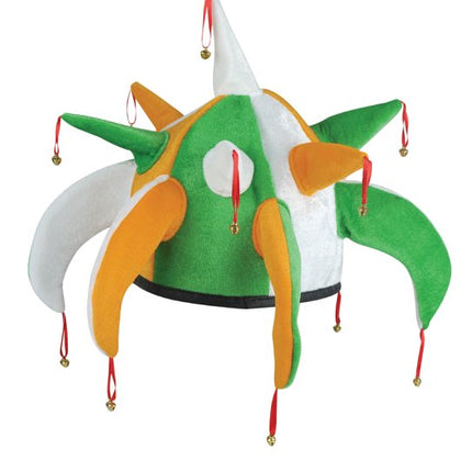 Adult Irish Tri Colour Jester Hat & Bells