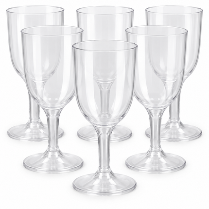 6 Disposable Plastic Wine Glasses