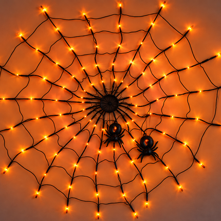 Spooky Halloween Light Up Cobweb with Spiders 78cm