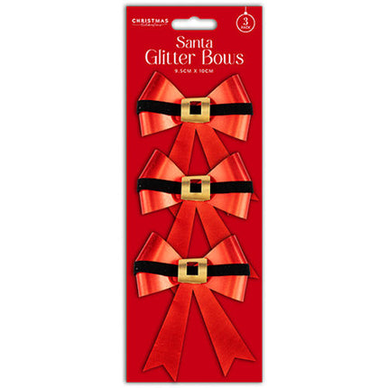 3 Santa Glitter Bows