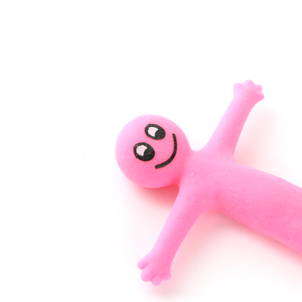 12 Pink Stretchy Smiley Men