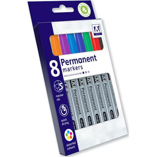 8 Coloured Permanent Markers