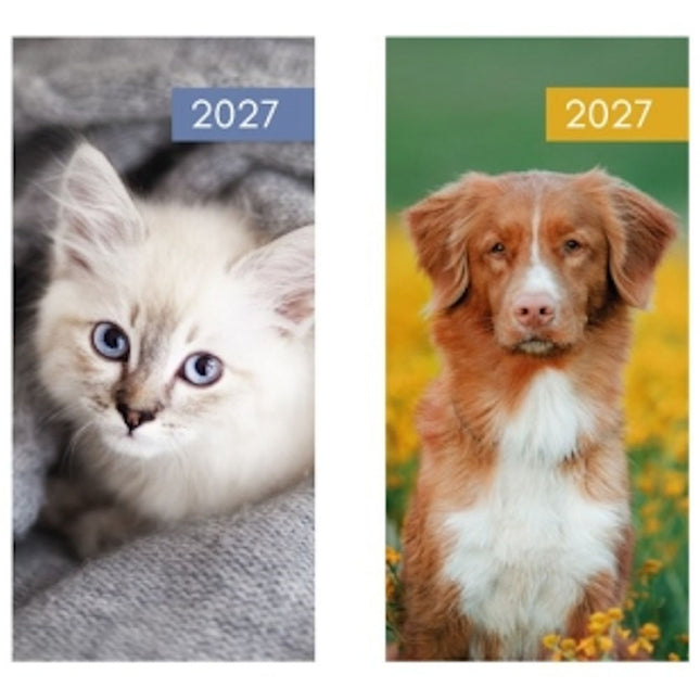 2027 Slim WTV  - Cats / Dogs Patterned Diary (Assorted)