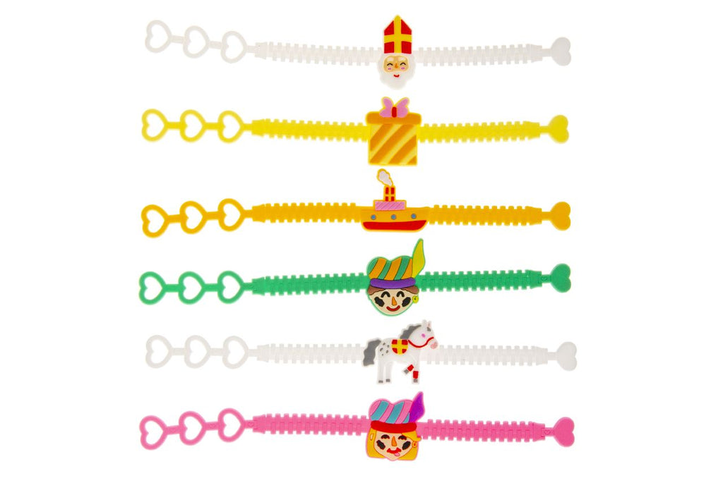 6 Adjustable Sinterklaas Rubber Bracelets