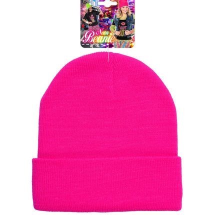 Wool Look Neon Pink Beanie