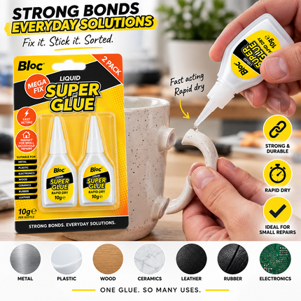 2 Pack Fast Acting 10g Super Glue Tubes
