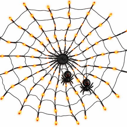 Spooky Halloween Light Up Cobweb with Spiders 78cm