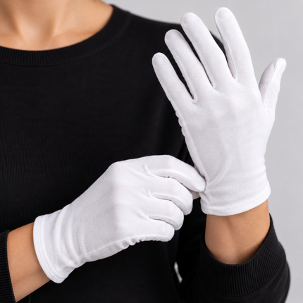 4 White Cotton Gloves (Pack)