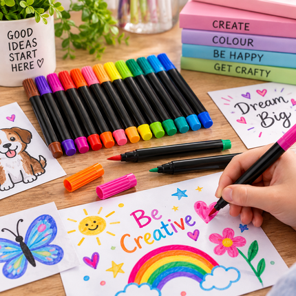 12 Dual Tip Felt Pens