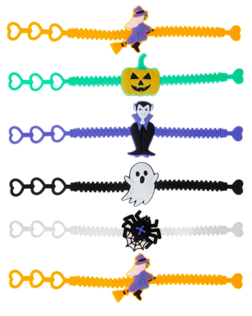 6 Adjustable Halloween Rubber Bracelets