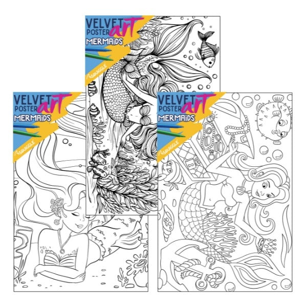 Mermaids Velvet Poster Art & Fibre Pens
