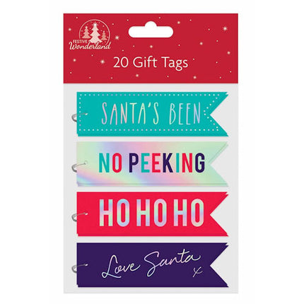 20 Christmas Flag Shaped Gift Tags