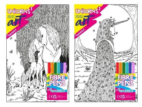 Unicorns Velvet Poster Art & Fibre Pens