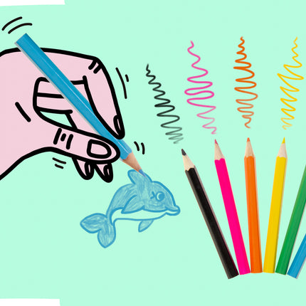 6 Sea Animal Halfsize Colouring Pencils