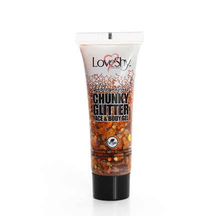 LoveShy Orange Holographic Chunky Glitter Face & Body Gel