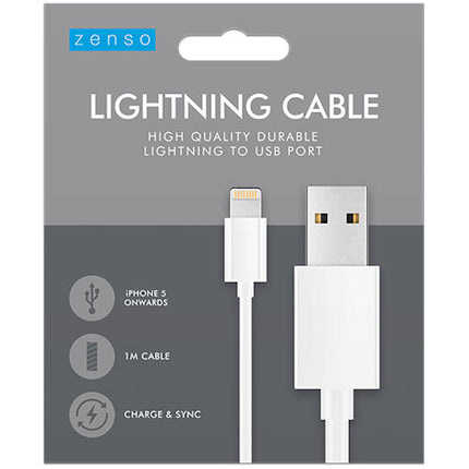 White 1M Lightning To USB White Cable