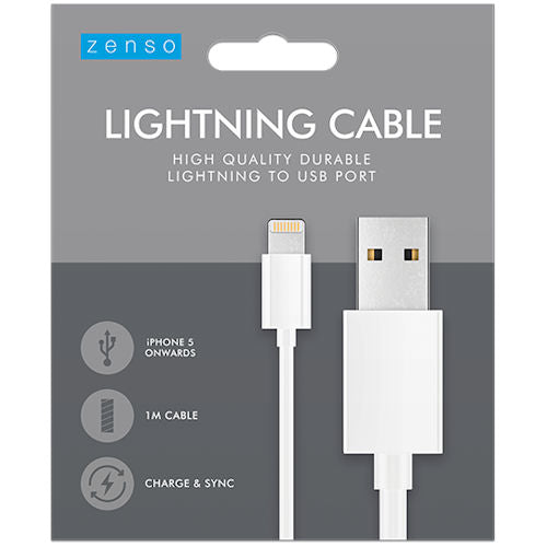 White 1M Lightning To USB White Cable