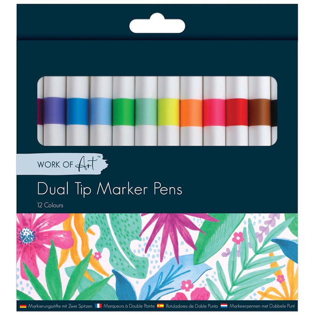 12 Dual Tip Marker Pens