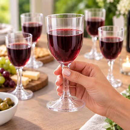 6 Disposable Plastic Wine Glasses