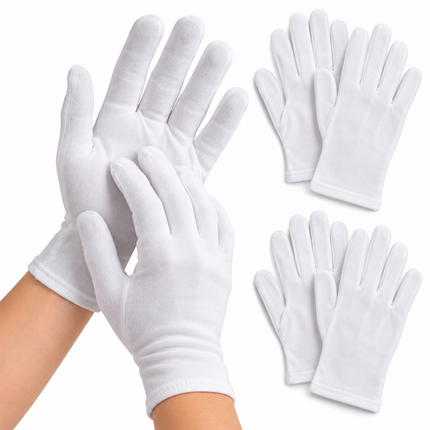4 White Cotton Gloves (Pack)