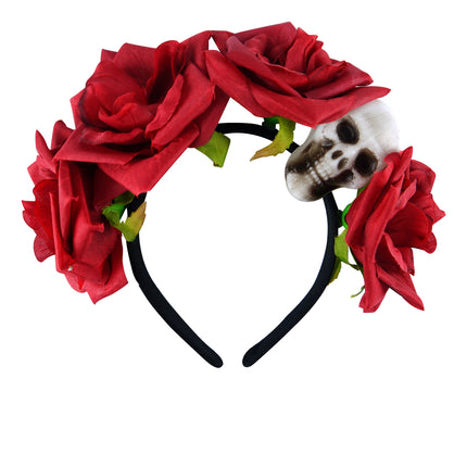 Red Rose & Skull Headband