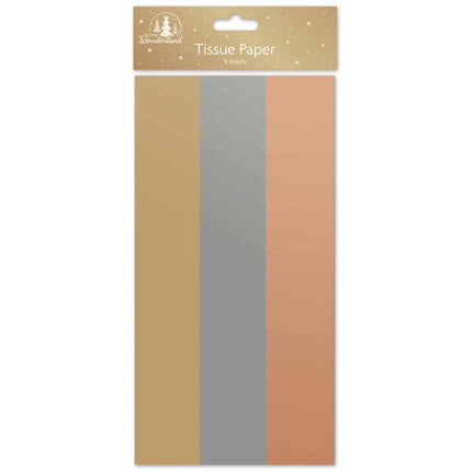 9 Metallic Mixed Christmas Tissue Paper Sheets
