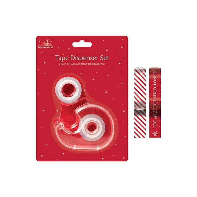 2 Christmas Tape Rolls & Dispenser