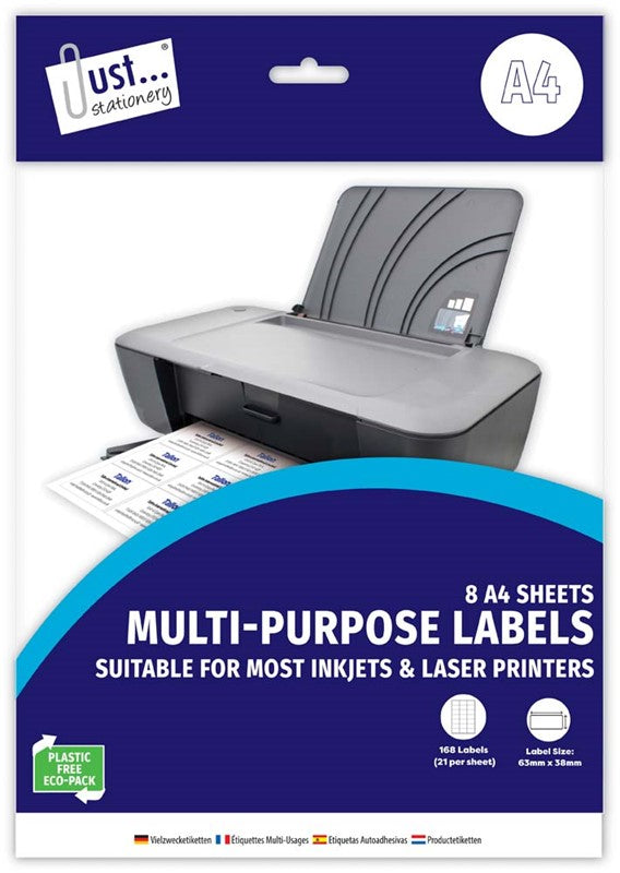 8 Multi-Purpose A4 Label Sheets