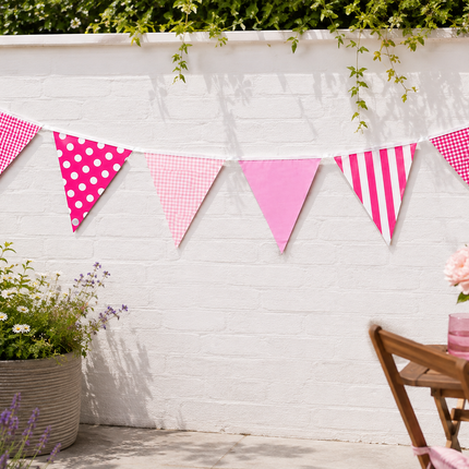 Pink Spots & Stripes 10m Triangle Bunting