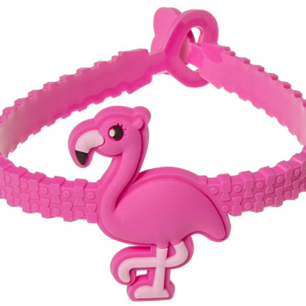 6 Adjustable Pink Flamingo Rubber Bracelets