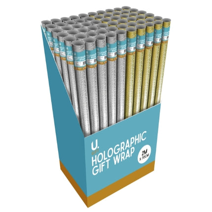 Gold/Silver Holographic 200cm x 70cm Giftwrap Roll