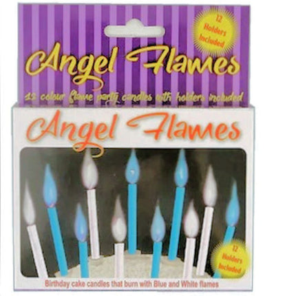 12 Blue & White Angel Flame Candles