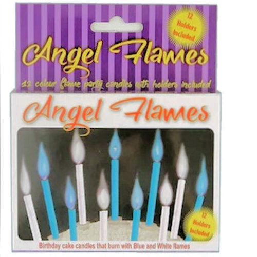 12 Blue & White Angel Flame Candles