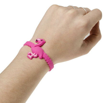 6 Adjustable Pink Flamingo Rubber Bracelets