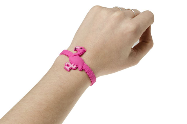 6 Adjustable Pink Flamingo Rubber Bracelets