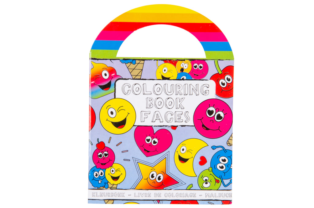 6 Emoji Face Sticker & Colouring Books With Handles