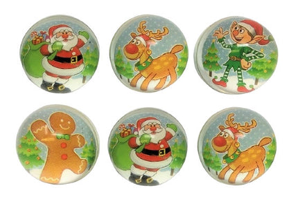 6 Christmas 35mm Bouncy Balls