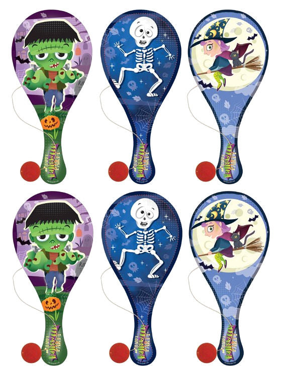 6 Halloween Wooden Paddle Bats