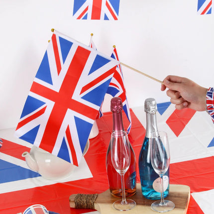 10 Wooden Union Jack Hand Flags