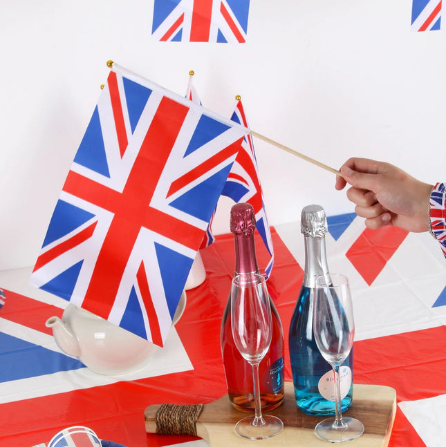 10 Wooden Union Jack Hand Flags