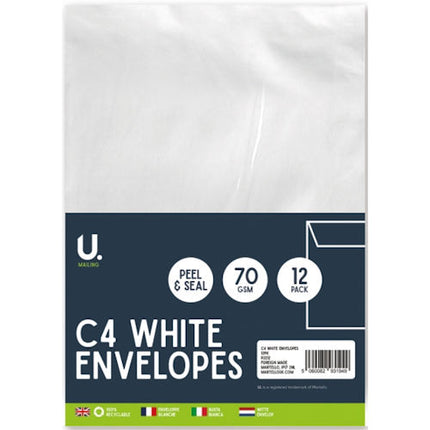 12 White C4 Envelopes