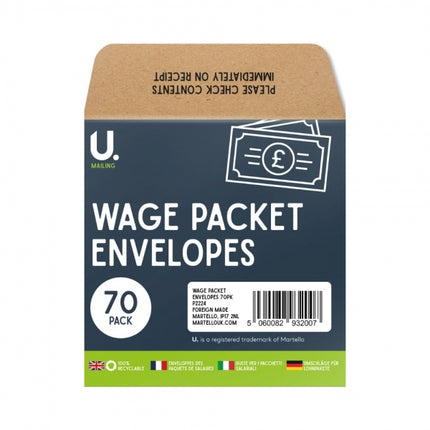 70 Manilla Wage Packet Envelopes