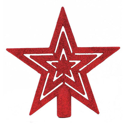 Red Christmas Star Glitter Tree Topper