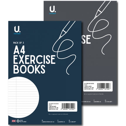 3 Lined A4 Exercise Books
