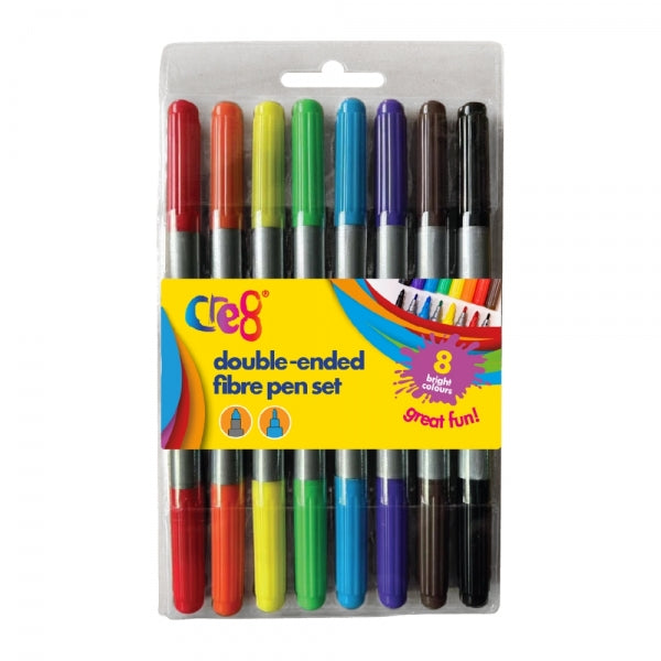 8 Double-Ended Fibre Tip Pens