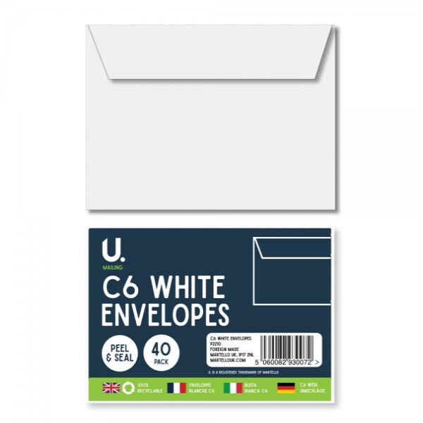 C6 White Envelopes - 40 Pack