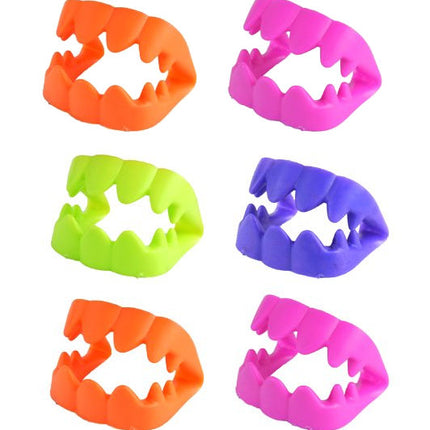 6 Plastic Coloured Teeth Sets