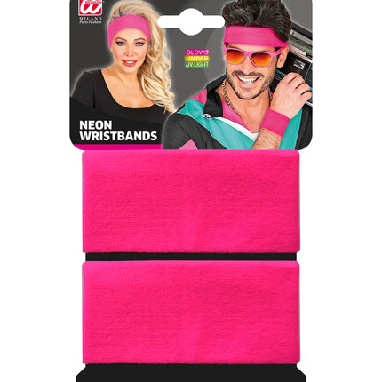 Pair of Neon Pink Wristbands